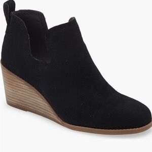Toms Black Suede Ankle Booties with Wedge